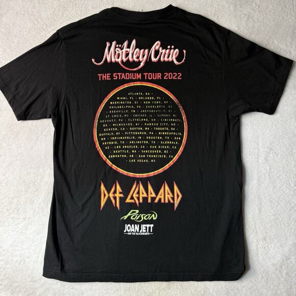 MOTLEY CRUE DEF LEPPARD POISON JOAN JETT CONCERT TOUR TSHIRT Mens Large Band Tee - Picture 2 of 4